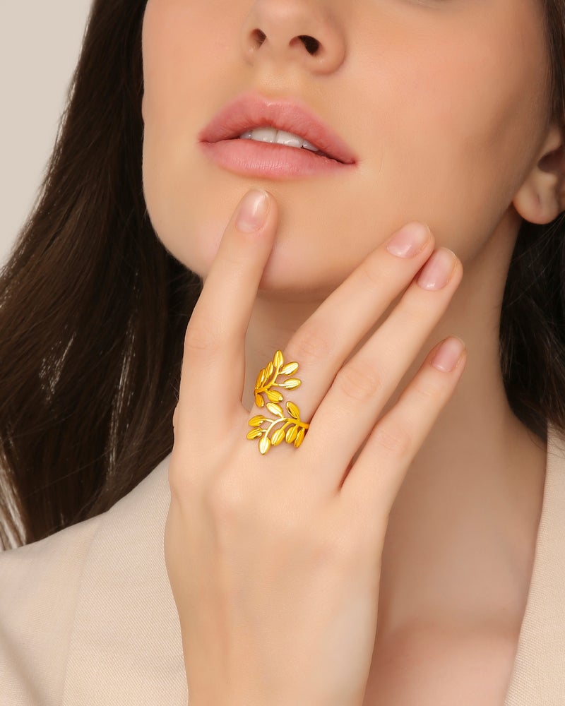 TAAHIRA Open Leaf Adjustable Ring - Image 4